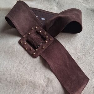 Vintage Brown Suede Leather Belt